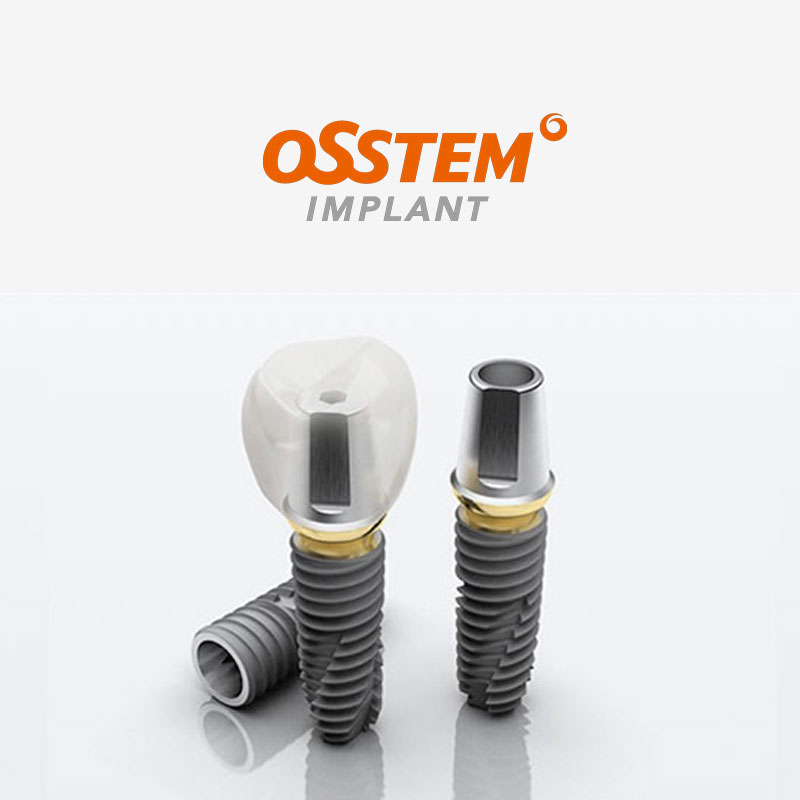 OSSTEM 임플란트 픽스처와 패키지 제품 사진